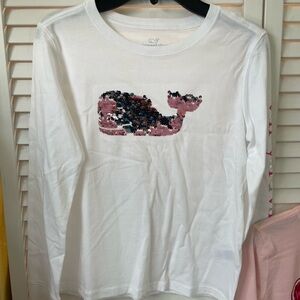Vineyard Vines White Long Sleeve with Sequin Whale